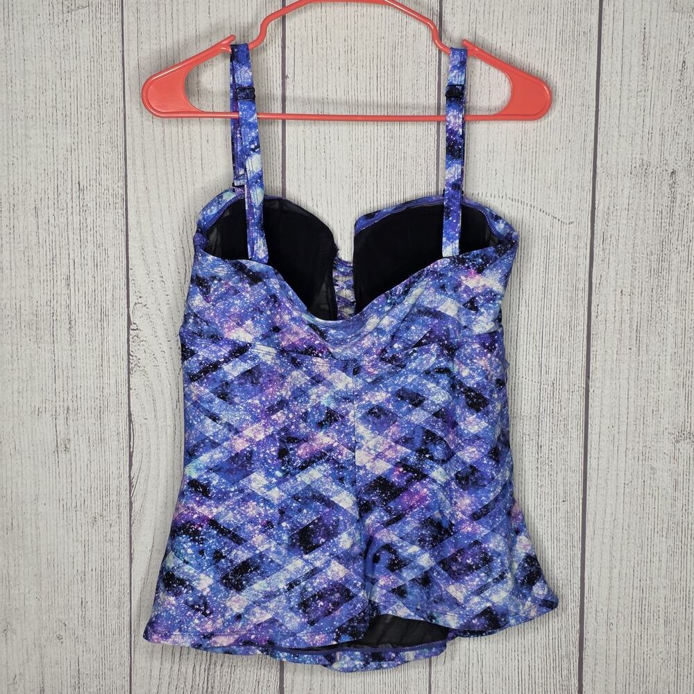 Torrid Geo Space Lattice Ruched Tankini Swim Top Size 0 Large - Picture 2 of 4